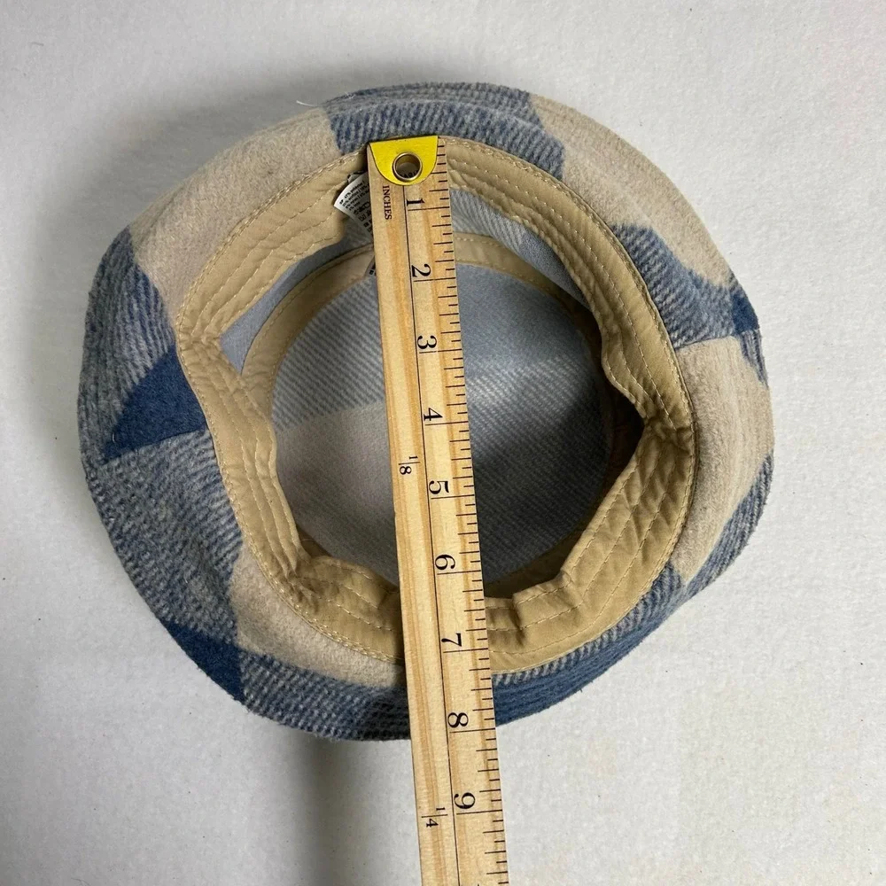 Gorpcore American Eagle Womens OS Blue Plaid Wool Blend‎ Winter Bucket Hat